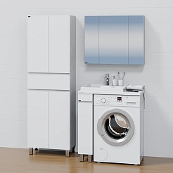 СанТа Мебель для ванной под стиральную машину Марс 80 L белая/светлое дерево – фотография-2